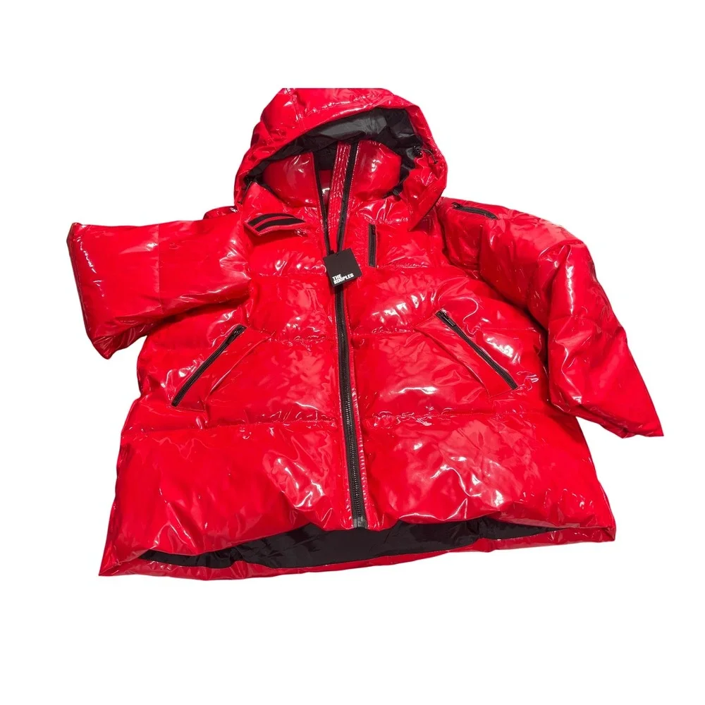 The Kooples NEW Women's Glossy‎ Puffer Coat Red Size FR 2/US Medium MSRP $725